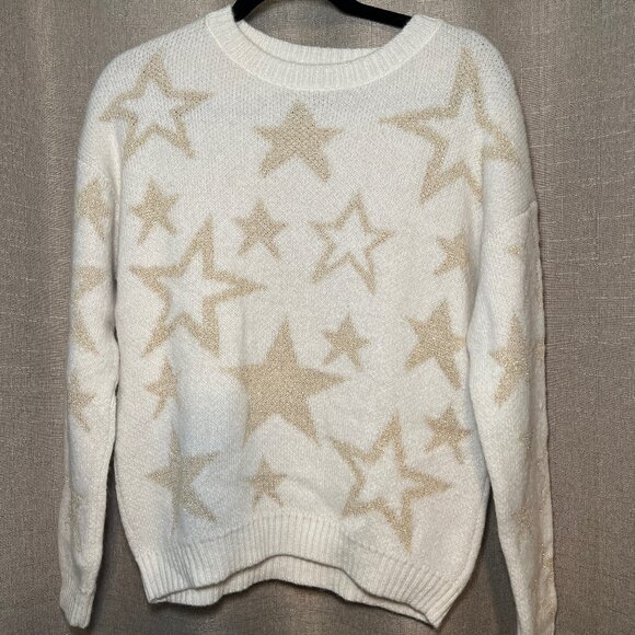 Ecote Sweater with Metallic Gold Stars Size L - Picture 10 of 11